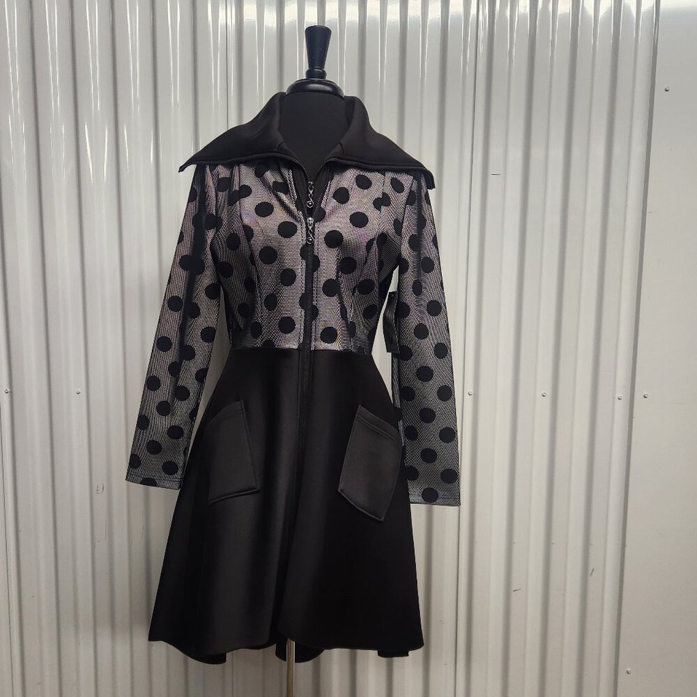 Samuel Dong Black/White Polka Dot Hi/Lo Jacket Size